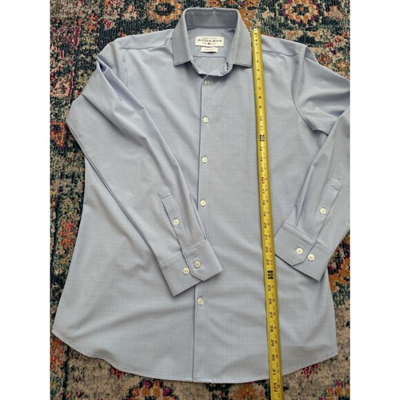 Mizzen + Main Leeward Collection Large Trim Fit Button Down Shirt Blue Check - Picture 6 of 8